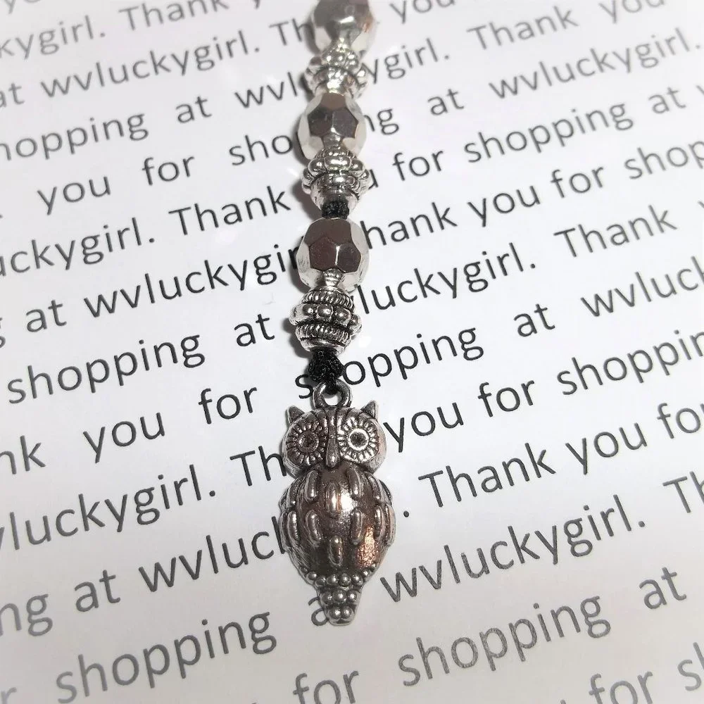 NWT Owl Bookmarker Bookmark Book Reading Gift Idea Beaded Handmade Silver 8156